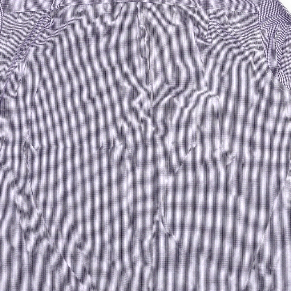Marks and Spencer Mens Blue Check Camel Dress Shirt Size 17.5 Collared Button
