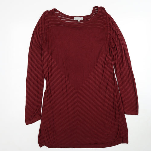 Per Una Womens Red Geometric Viscose A-Line Size 12 Round Neck Pullover