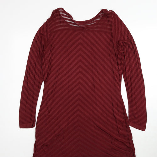 Per Una Womens Red Geometric Viscose A-Line Size 12 Round Neck Pullover