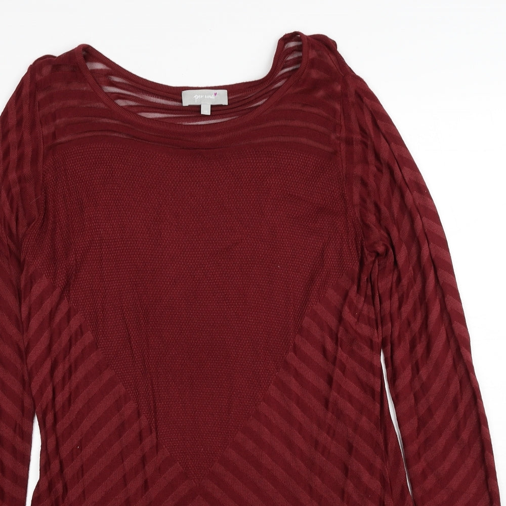 Per Una Womens Red Geometric Viscose A-Line Size 12 Round Neck Pullover
