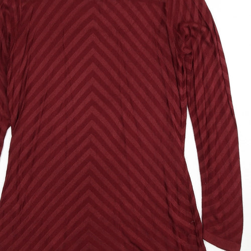 Per Una Womens Red Geometric Viscose A-Line Size 12 Round Neck Pullover
