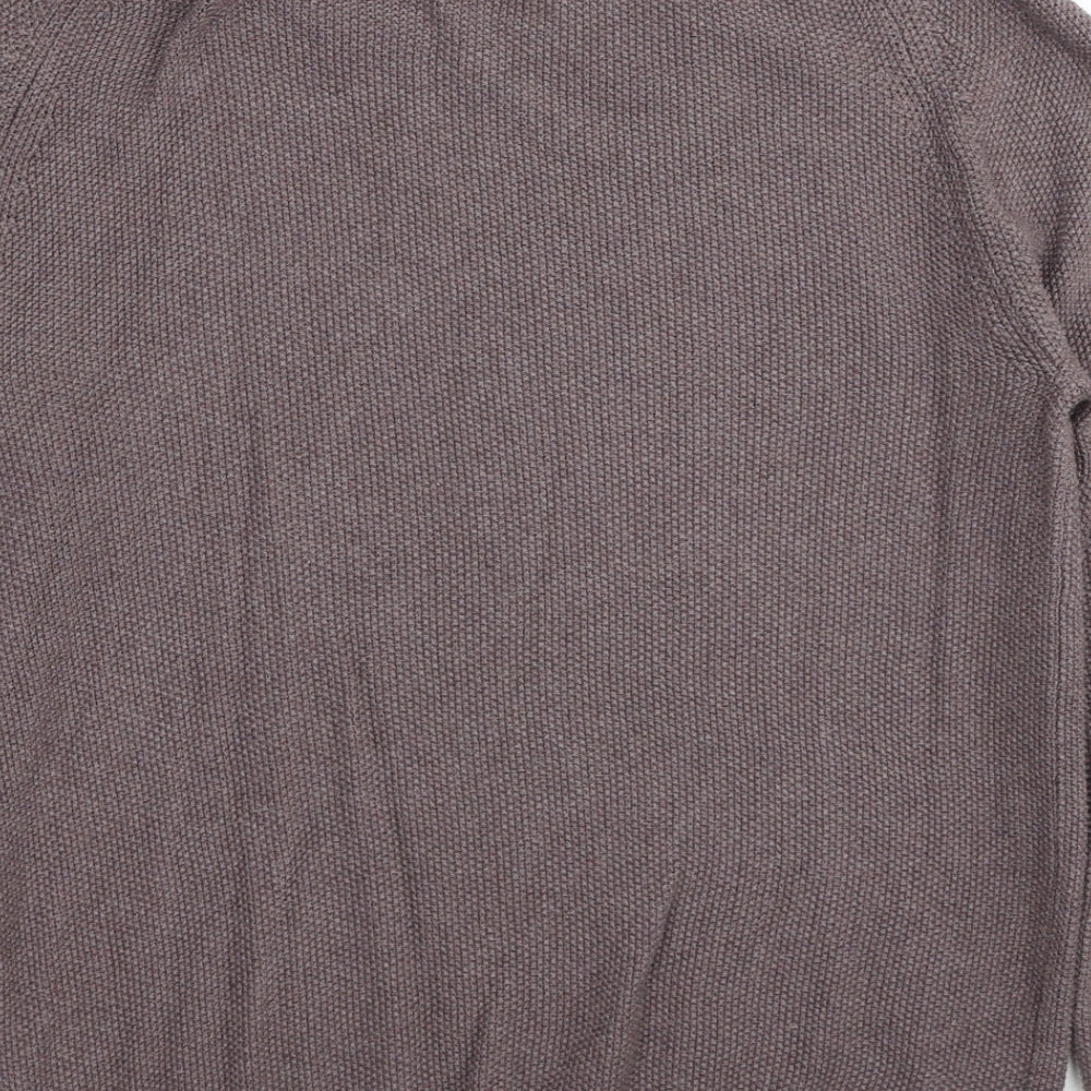 TU Mens Brown Round Neck Cotton Pullover Jumper Size M Long Sleeve