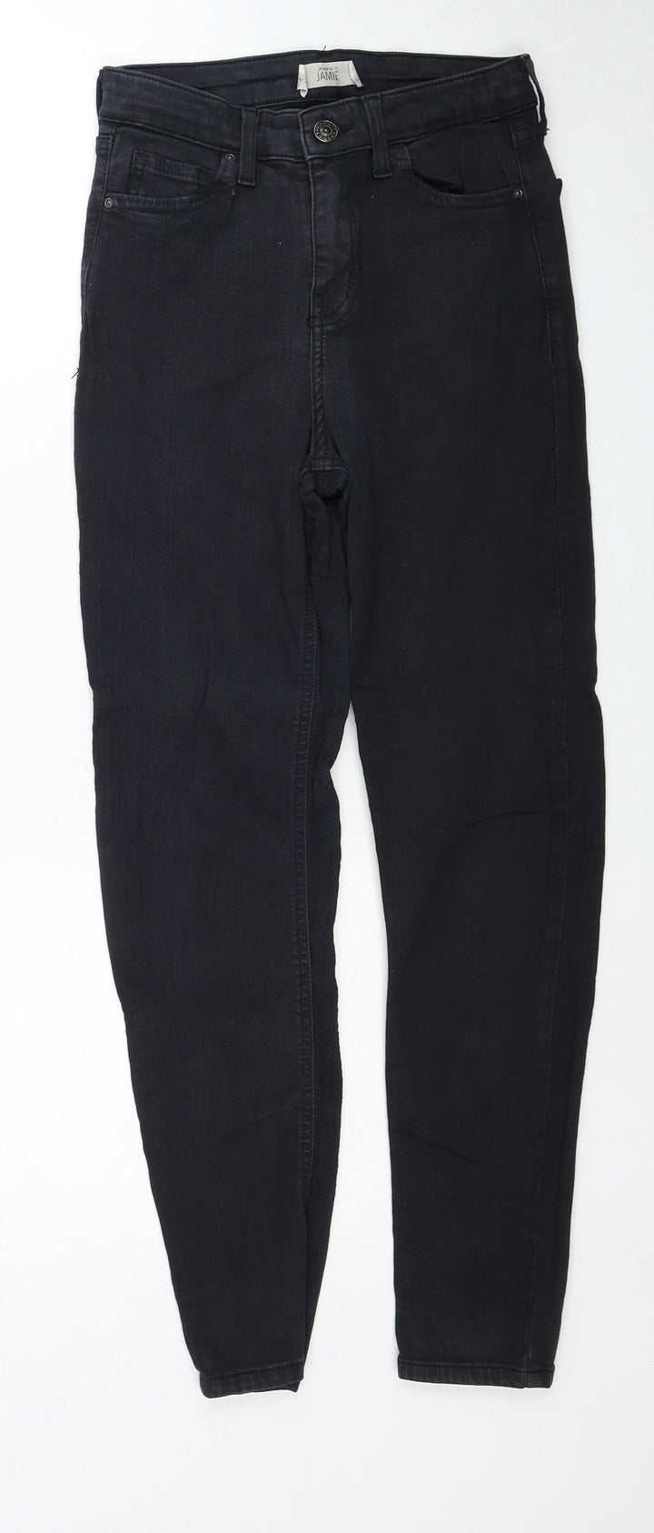 Topshop Womens Black Cotton Straight Jeans Size 26 in L30 in Regular Zip