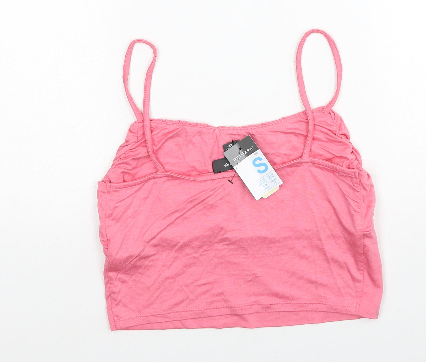 Primark Womens Pink Viscose Cropped Tank Size 10 Round Neck - Size 10-12
