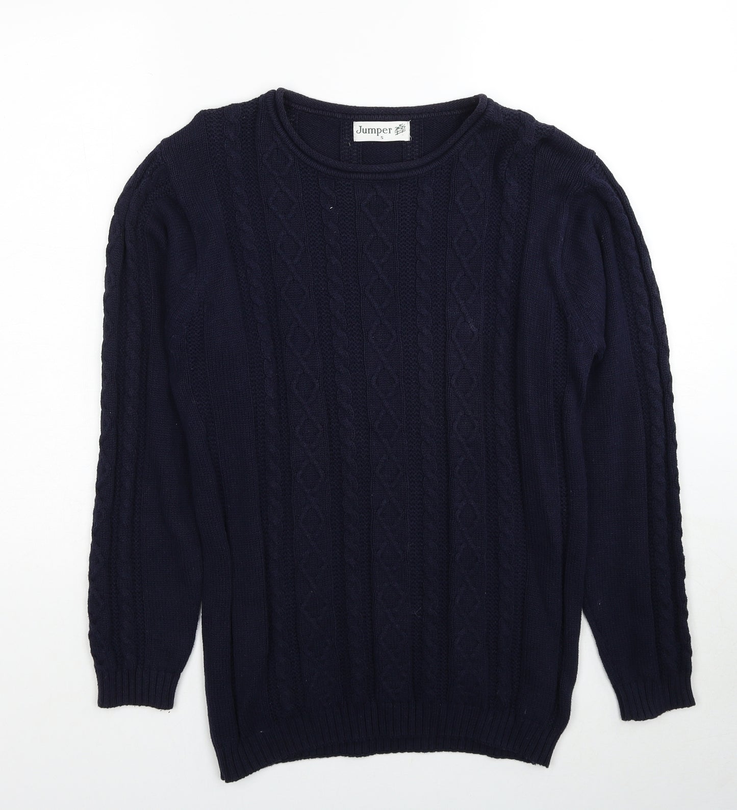 Jumper Womens Blue Round Neck Cotton Pullover Jumper Size S