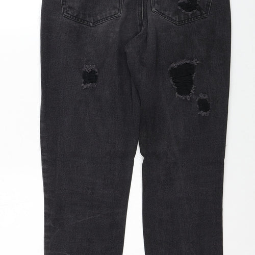Missguided Womens Black Cotton Straight Jeans Size 8 Regular Zip