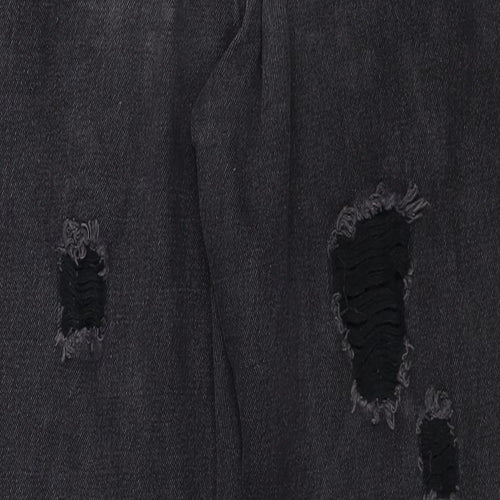 Missguided Womens Black Cotton Straight Jeans Size 8 Regular Zip