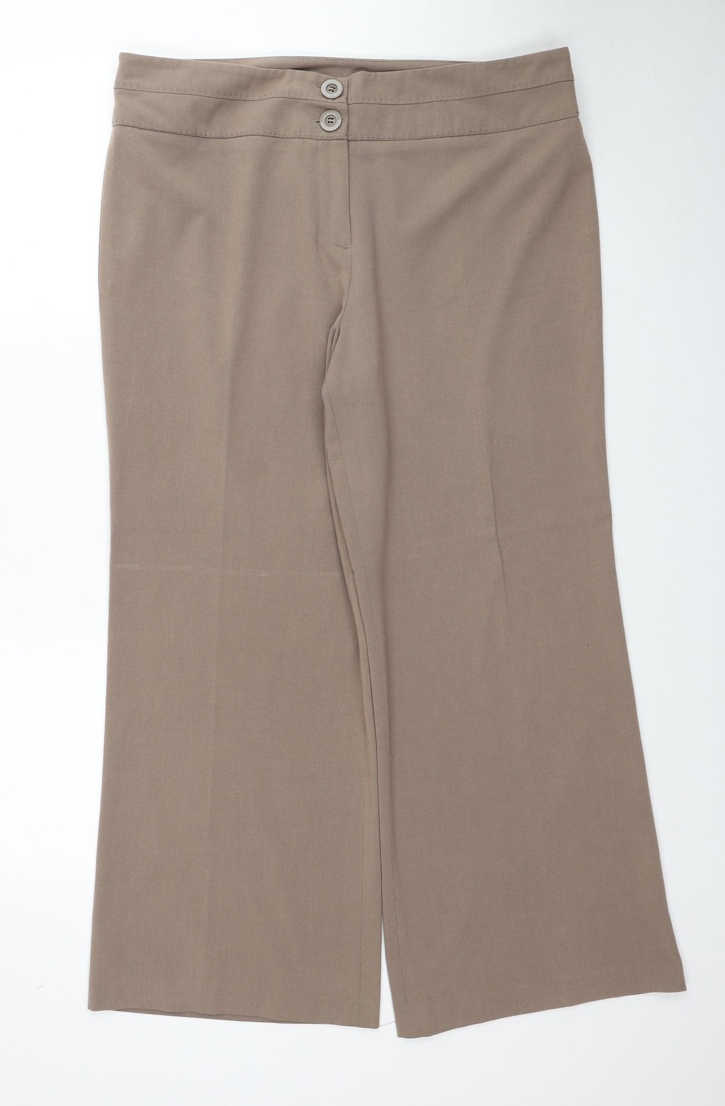 Debenhams Womens Brown Polyester Trousers Size 16 Regular Zip