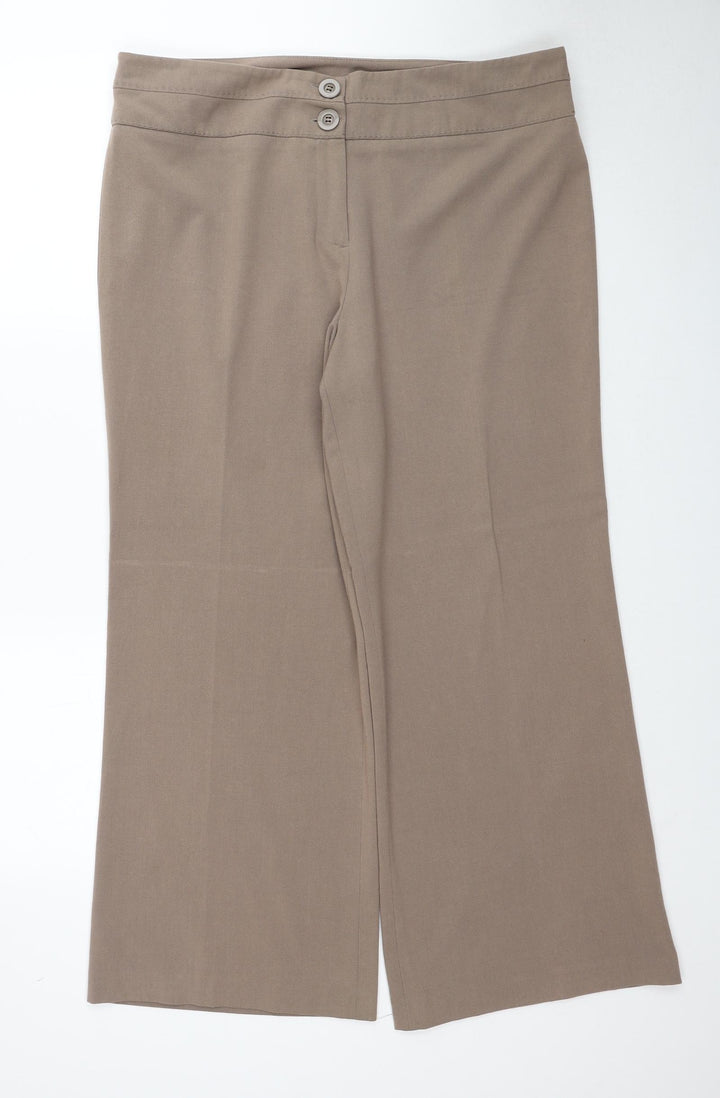 Debenhams Womens Brown Polyester Trousers Size 16 Regular Zip