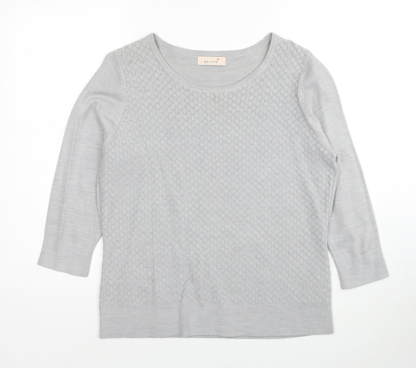 Marks and Spencer Womens Grey Round Neck Acrylic Pullover Jumper Size 14