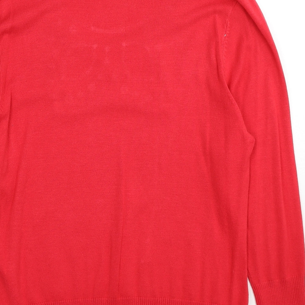Lakeland Womens Red Scoop Neck Viscose Pullover Jumper Size 14