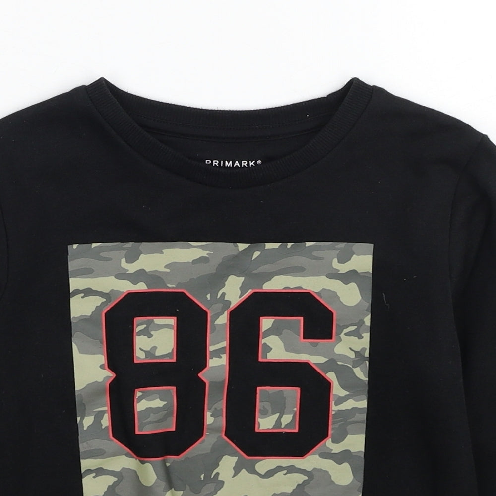 Primark Boys Black Cotton Pullover Sweatshirt Size 6-7 Years Pullover