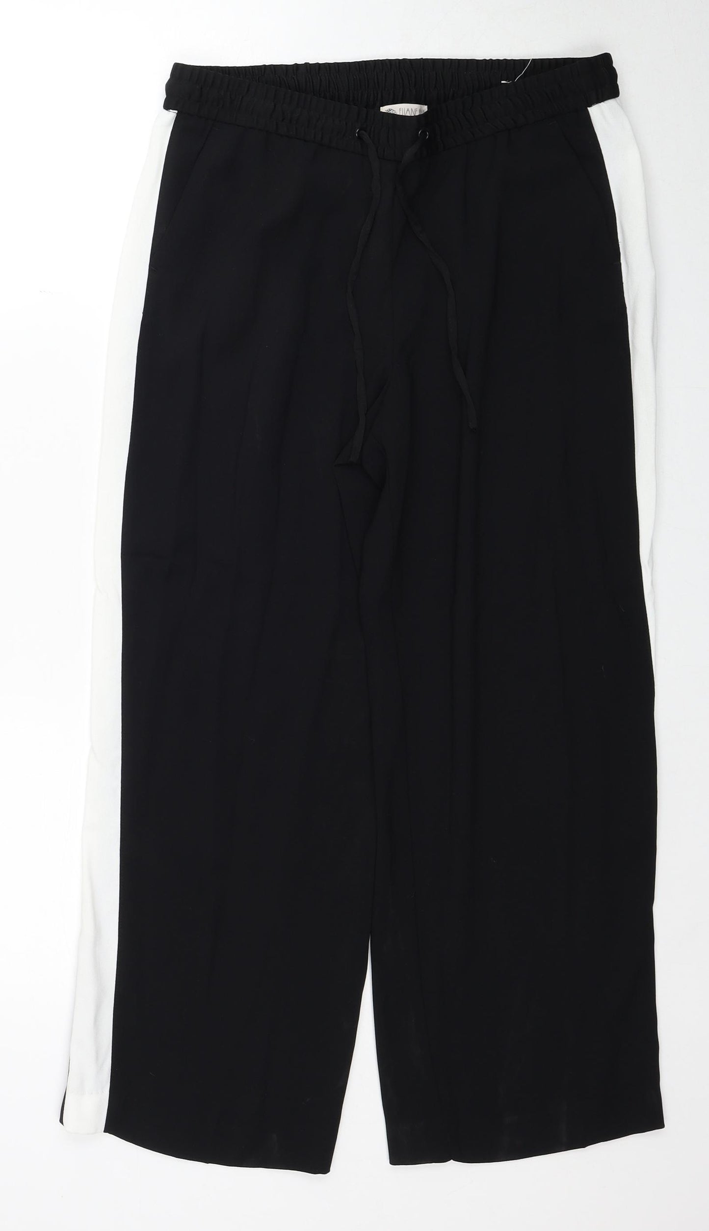 Eliane Rose Womens Black Polyester Trousers Size M Regular Drawstring - Side Stripe Detail