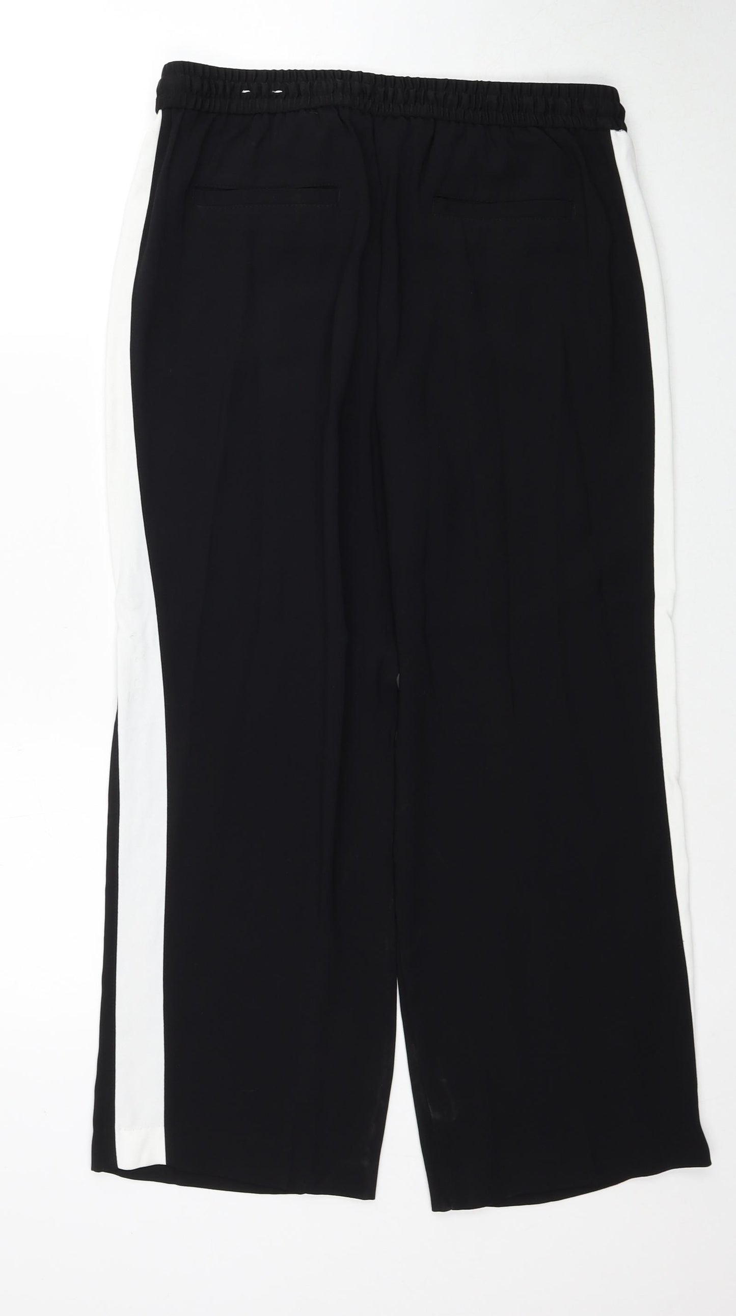 Eliane Rose Womens Black Polyester Trousers Size M Regular Drawstring - Side Stripe Detail