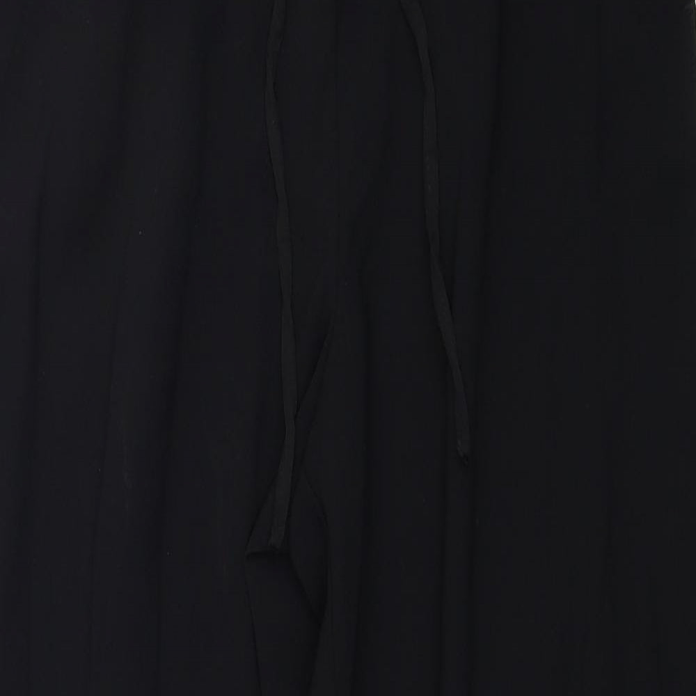 Eliane Rose Womens Black Polyester Trousers Size M Regular Drawstring - Side Stripe Detail