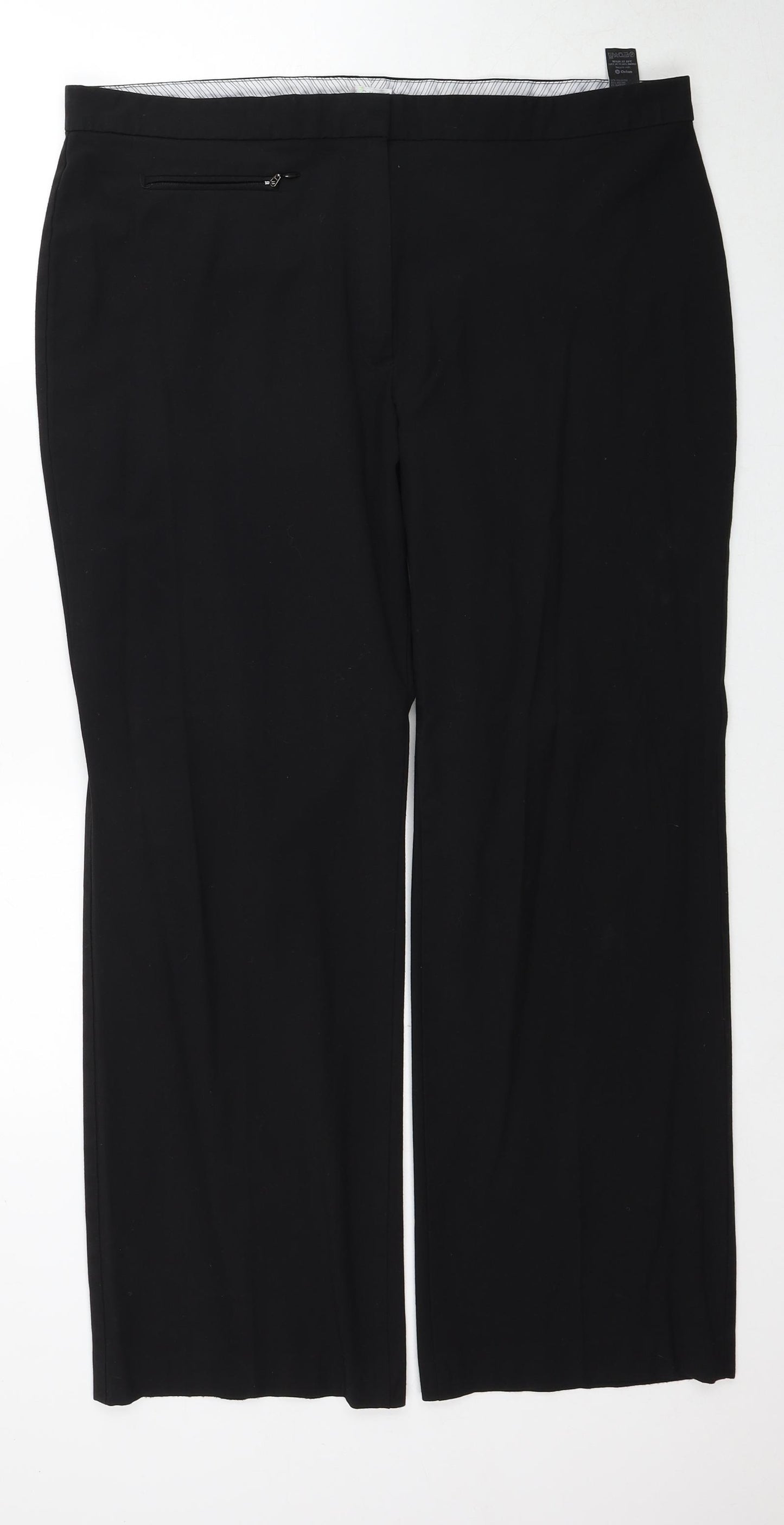 Marks and Spencer Womens Black Polyester Trousers Size 18 Regular Zip