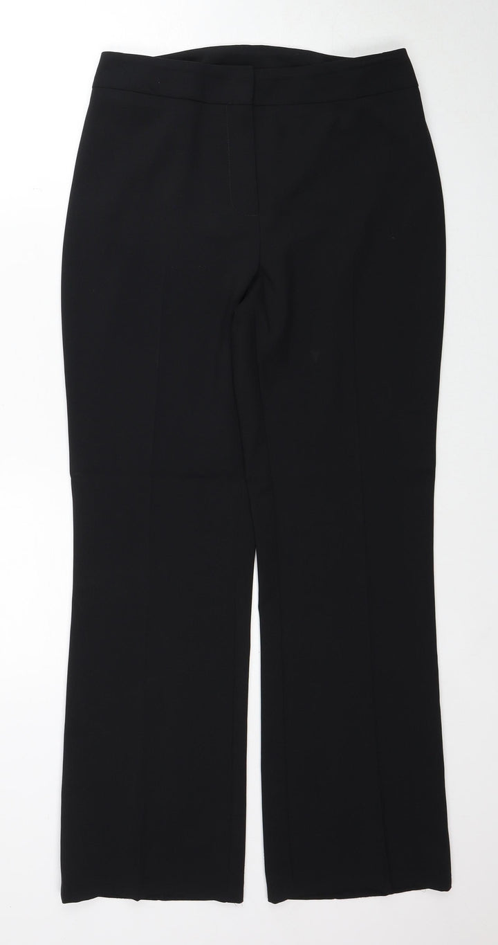 BHS Womens Black Polyester Trousers Size 10 Regular Zip