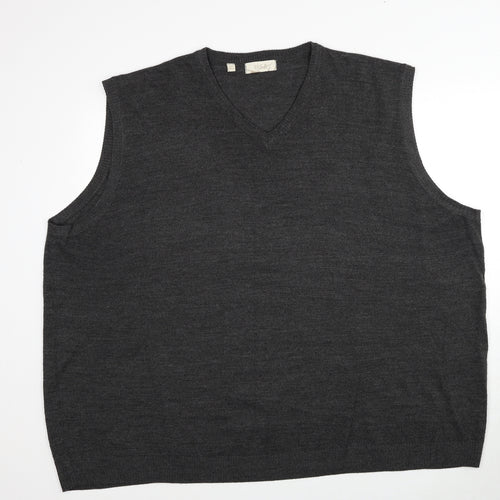 W&B Mens Grey V-Neck Acrylic Vest Jumper Size 4XL Sleeveless - Label size 5XL