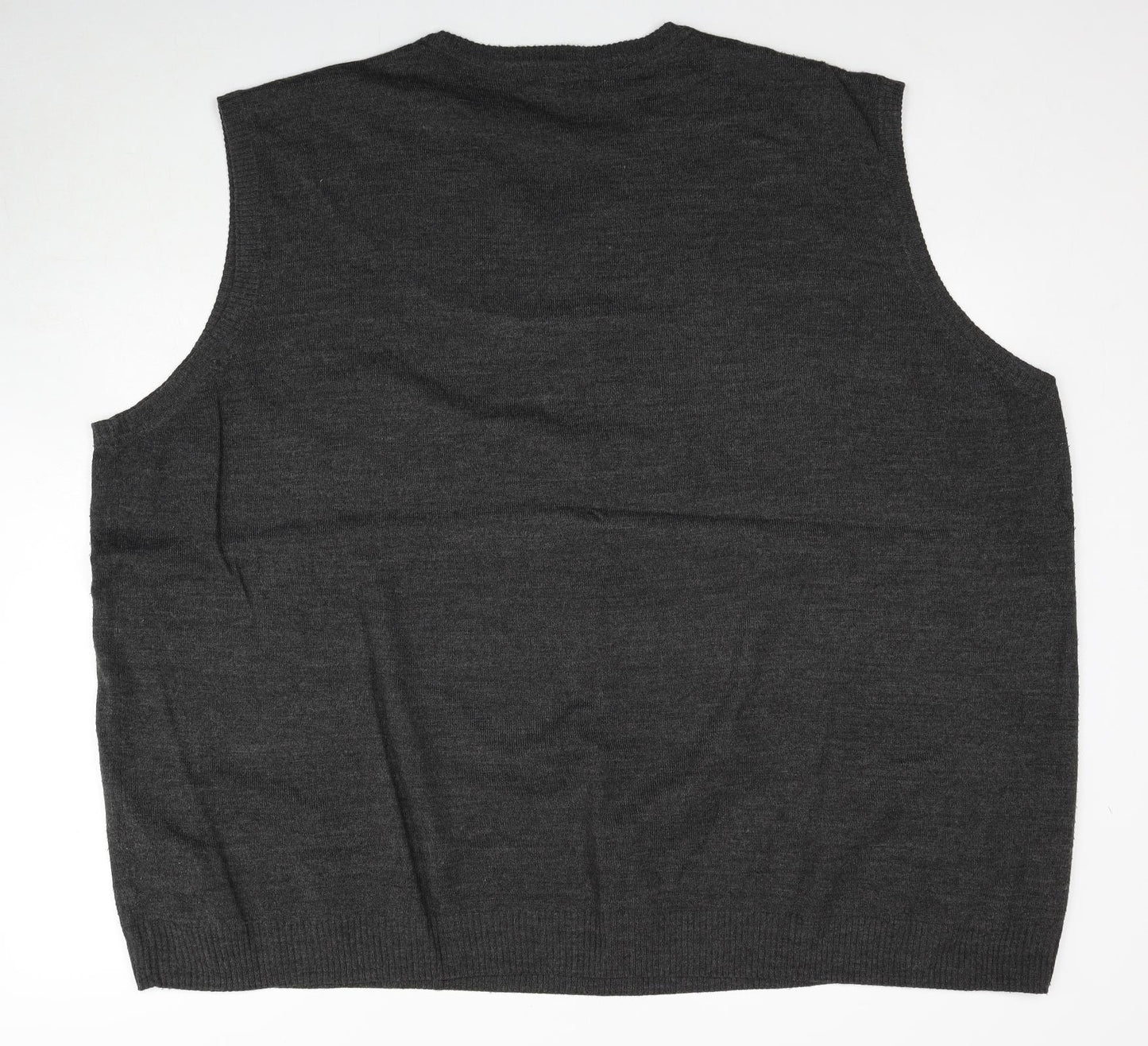 W&B Mens Grey V-Neck Acrylic Vest Jumper Size 4XL Sleeveless - Label size 5XL