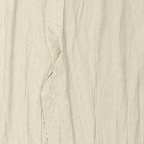 Marks and Spencer Womens Beige Linen Trousers Size 14 Regular Zip