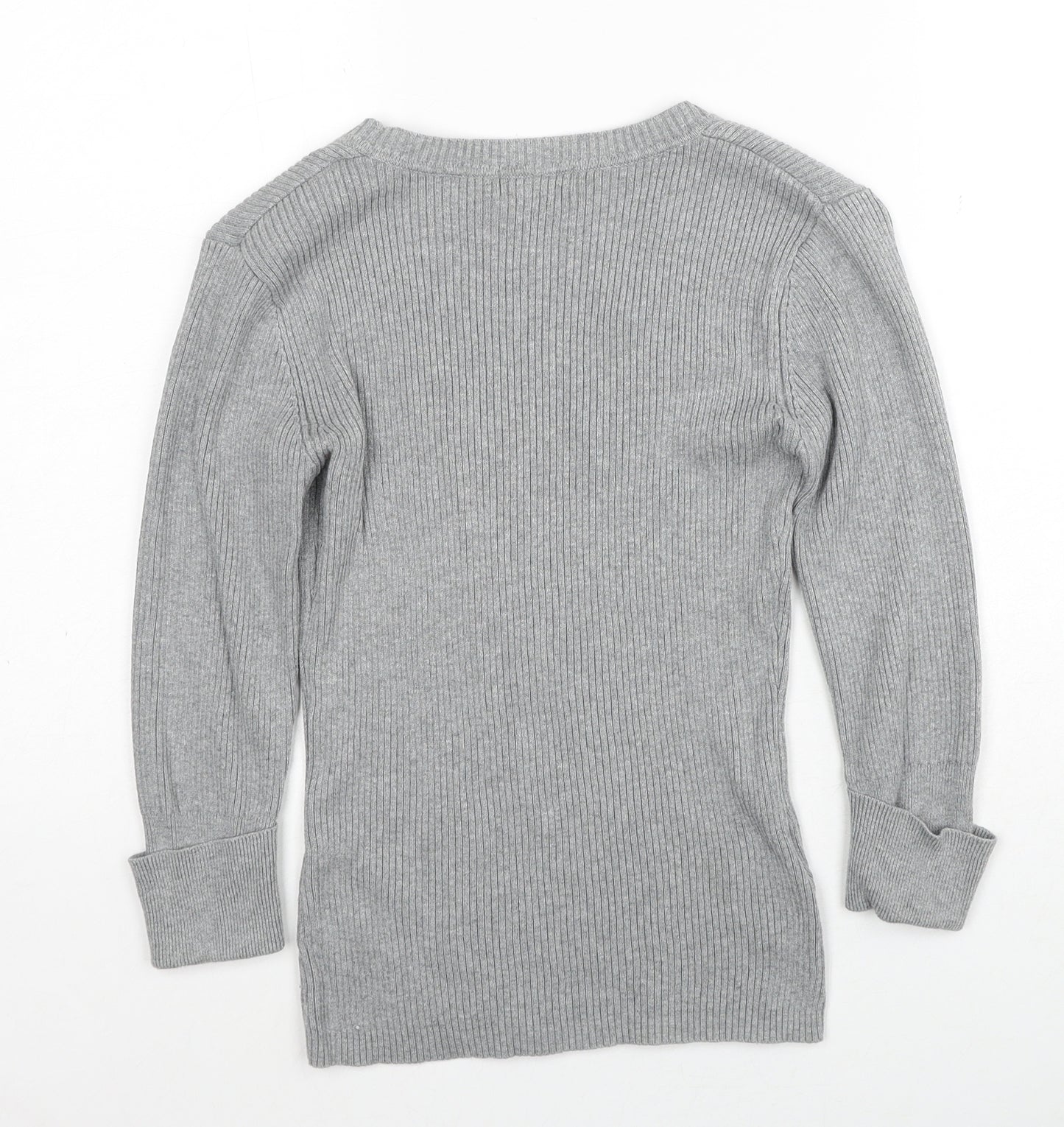 Papaya Womens Grey Scoop Neck Cotton Pullover Jumper Size 10