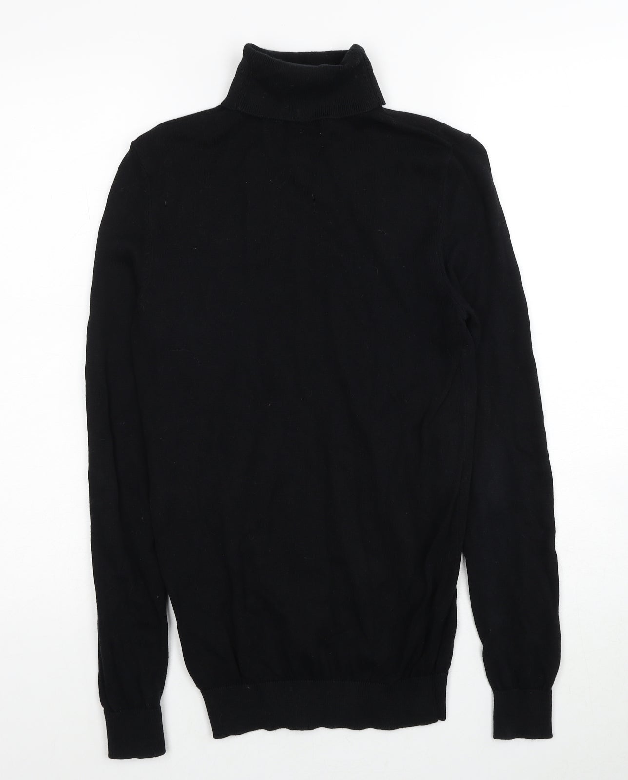 New Look Mens Black Roll Neck Cotton Pullover Jumper Size XS Long Sleeve - Label size XXS