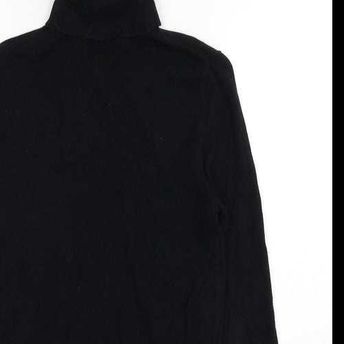 New Look Mens Black Roll Neck Cotton Pullover Jumper Size XS Long Sleeve - Label size XXS