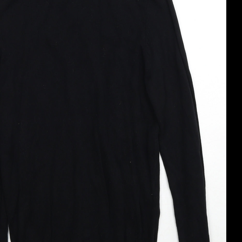 New Look Mens Black Roll Neck Cotton Pullover Jumper Size XS Long Sleeve - Label size XXS