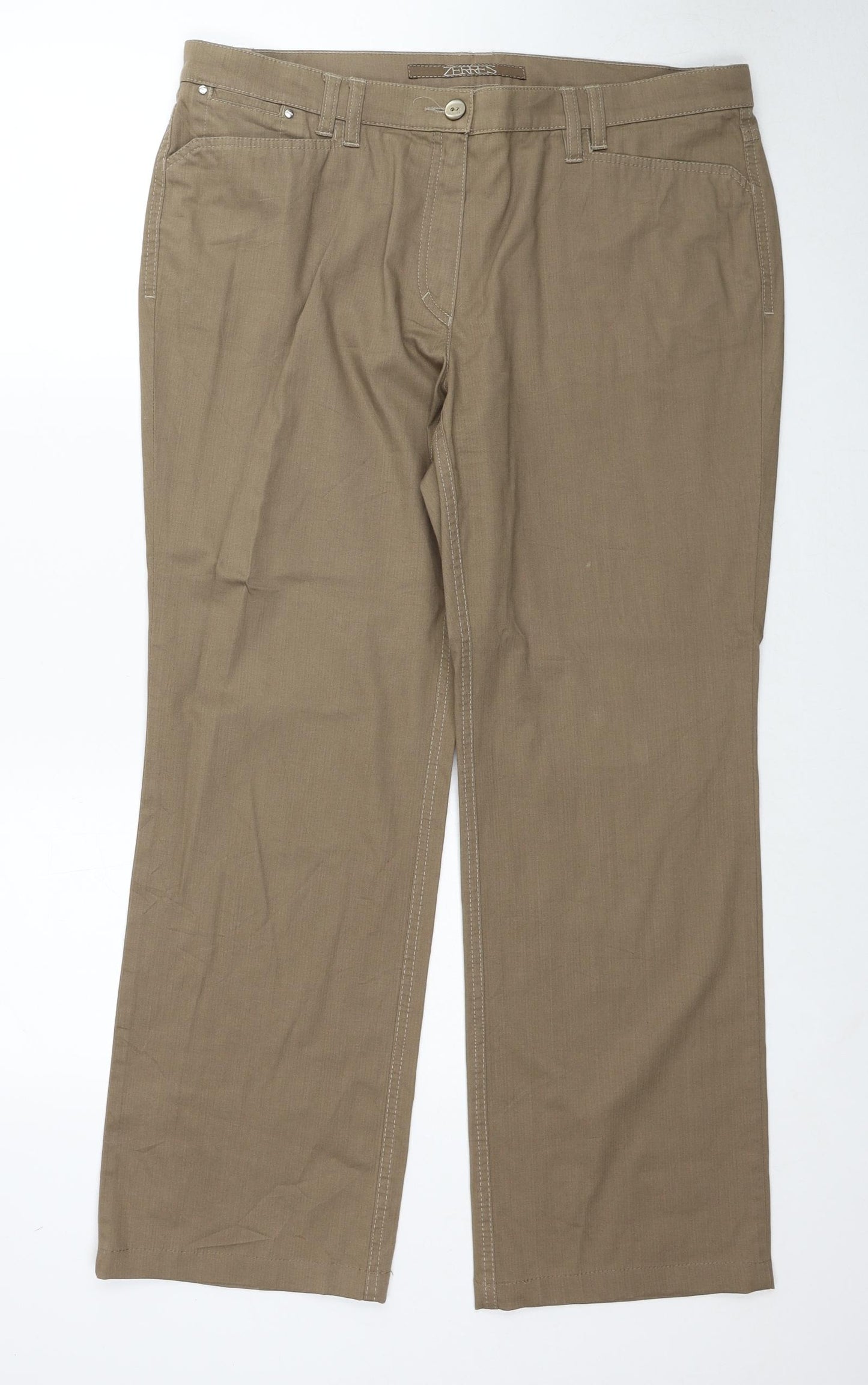 ZERRES Womens Brown Cotton Bootcut Jeans Size 20 Regular Zip