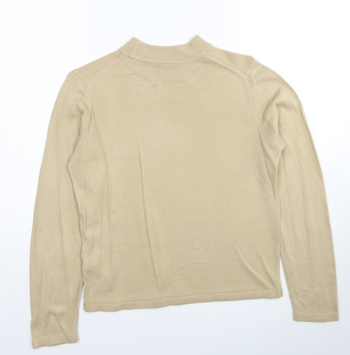 Marks and Spencer Womens Beige Mock Neck Acrylic Pullover Jumper Size 12