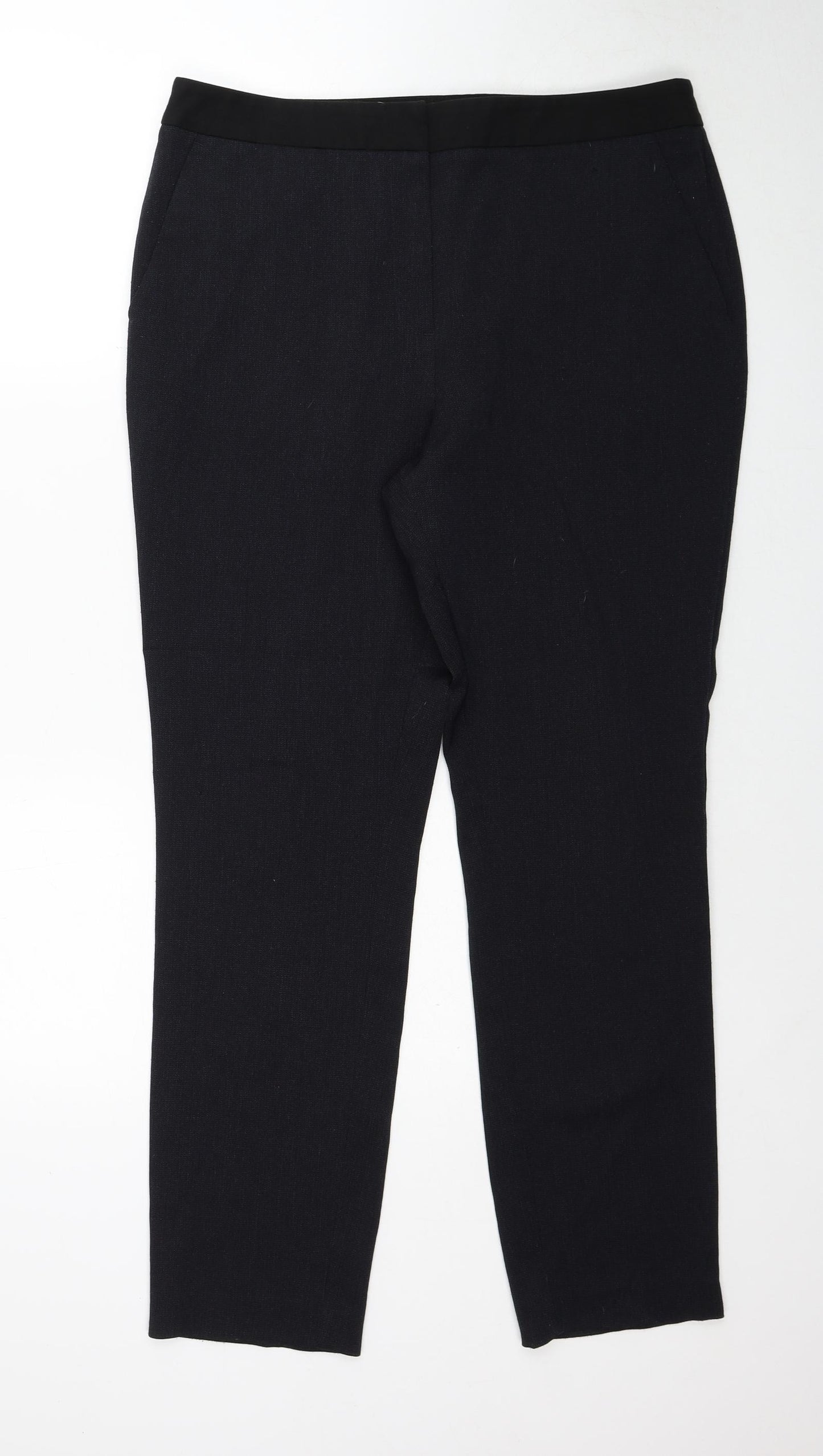Papaya Womens Blue Polyester Trousers Size 14 Regular Zip