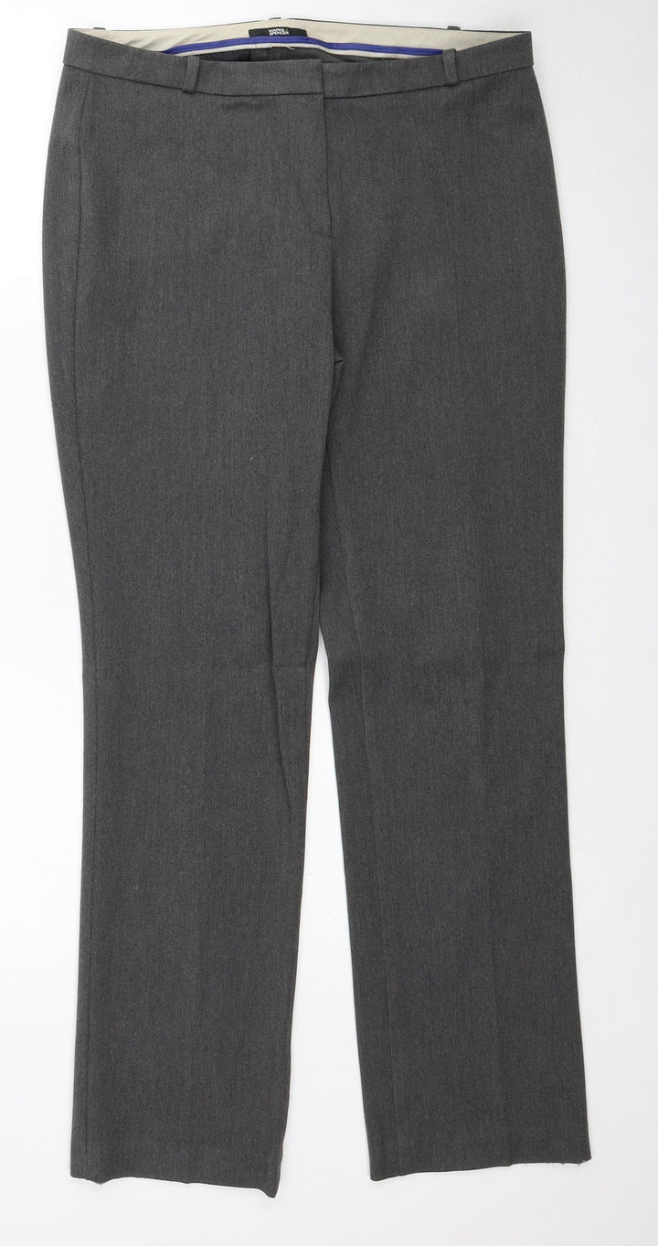 Marks and Spencer Womens Grey Polyester Trousers Size 12 Regular Zip