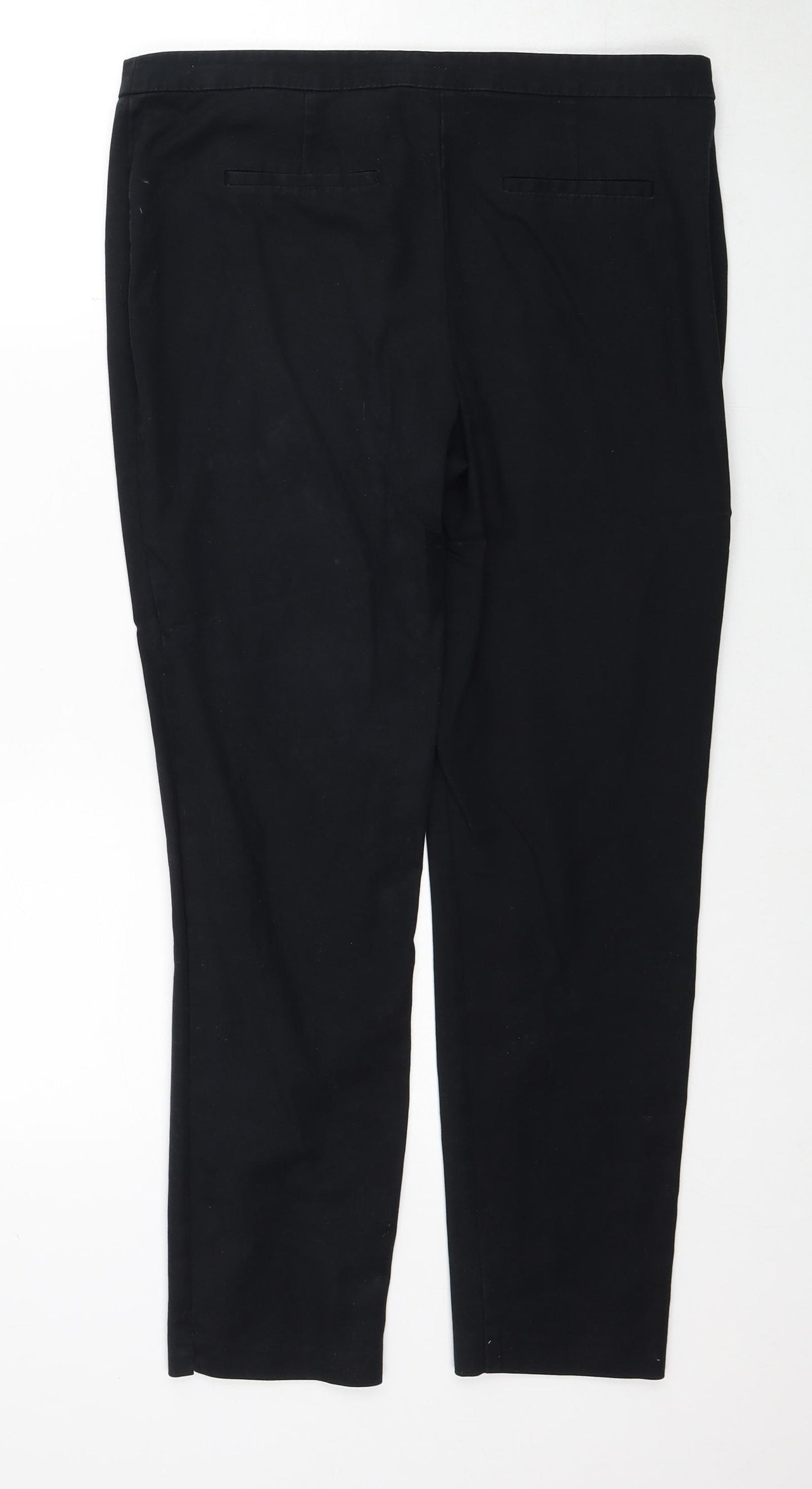 NEXT Womens Black Cotton Trousers Size 12 Regular Zip