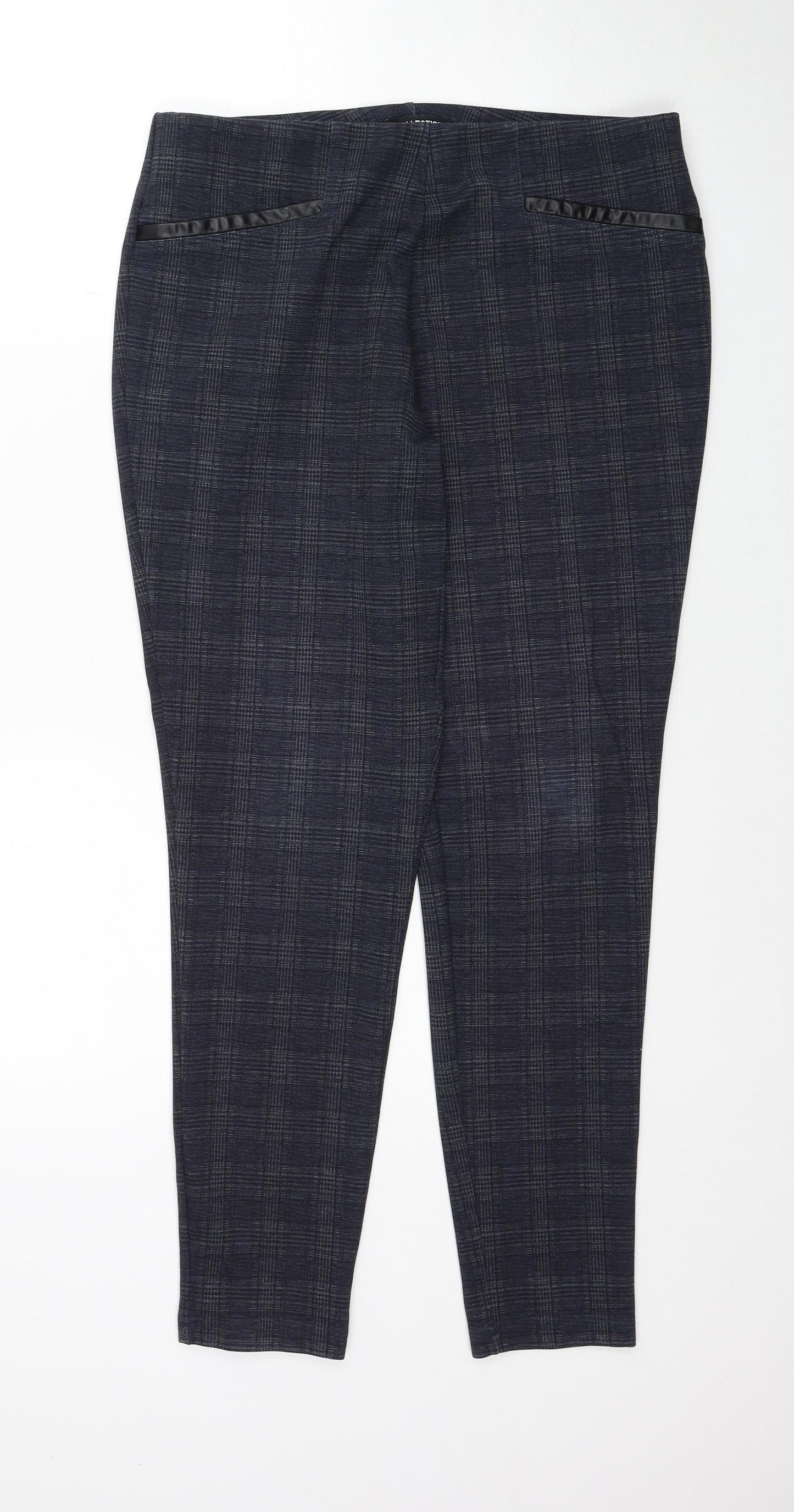 Debenhams Womens Blue Plaid Polyamide Trousers Size 14 Regular