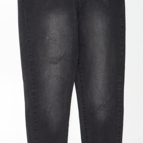 Denim & Co. Womens Black Cotton Skinny Jeans Size 12 Regular Zip