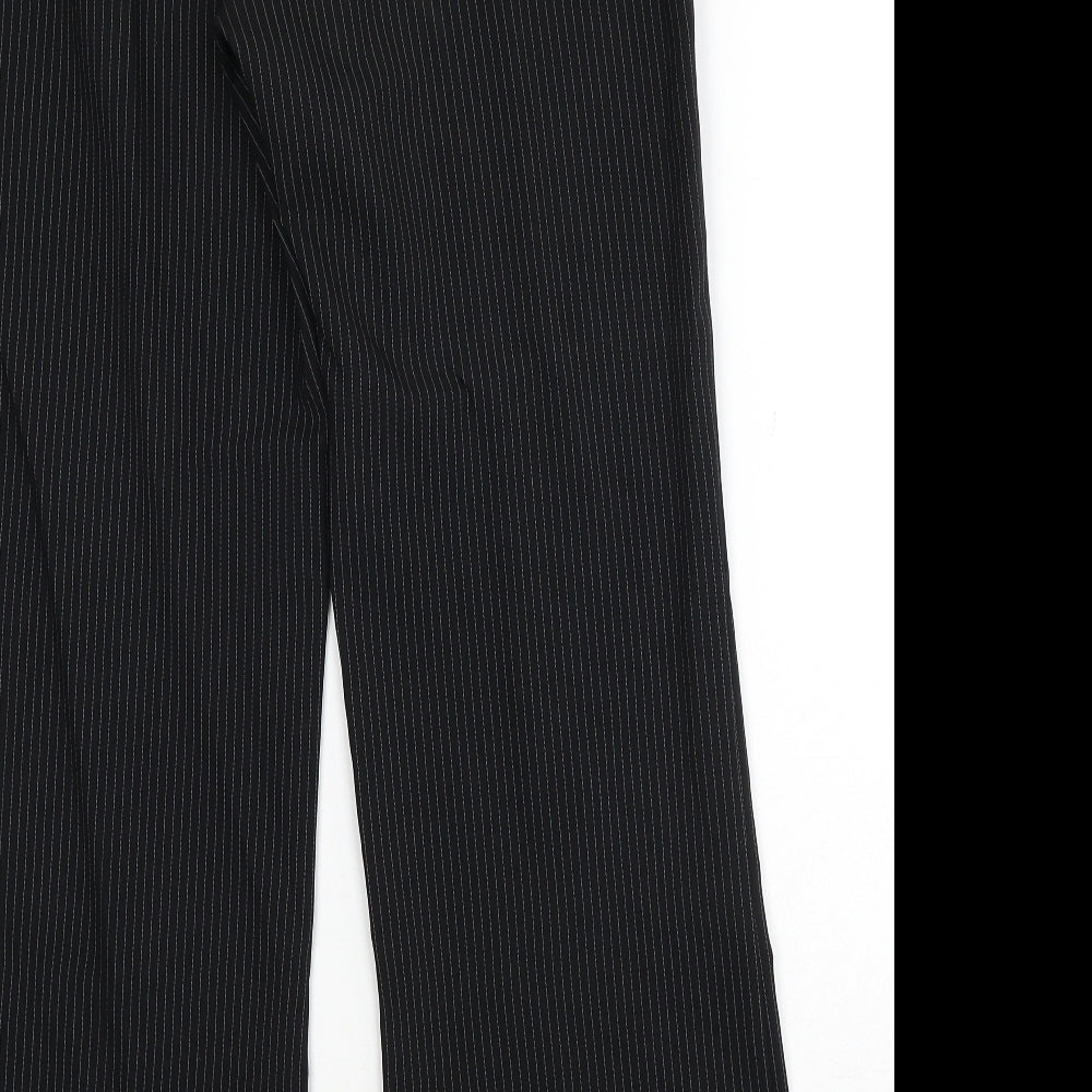 Editions Womens Black Striped Polyester Trousers Size 12 Regular Zip