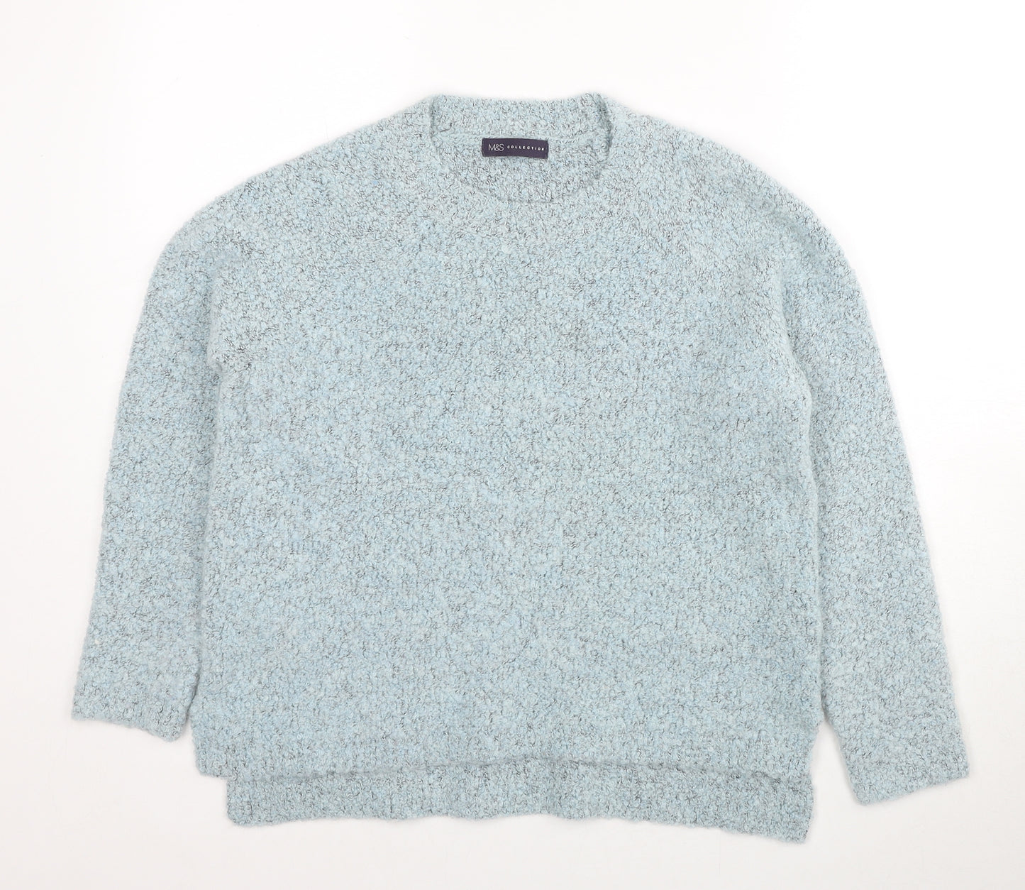 Marks and Spencer Womens Blue Round Neck Acrylic Pullover Jumper Size 14