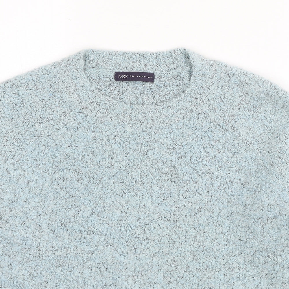 Marks and Spencer Womens Blue Round Neck Acrylic Pullover Jumper Size 14
