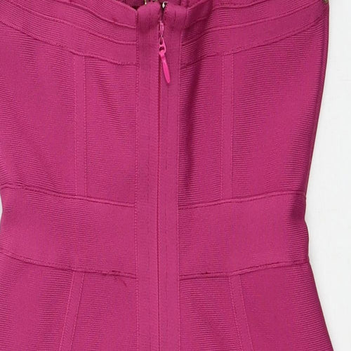Love & Other Things Womens Pink Polyester Bodycon Size S Sweetheart Zip