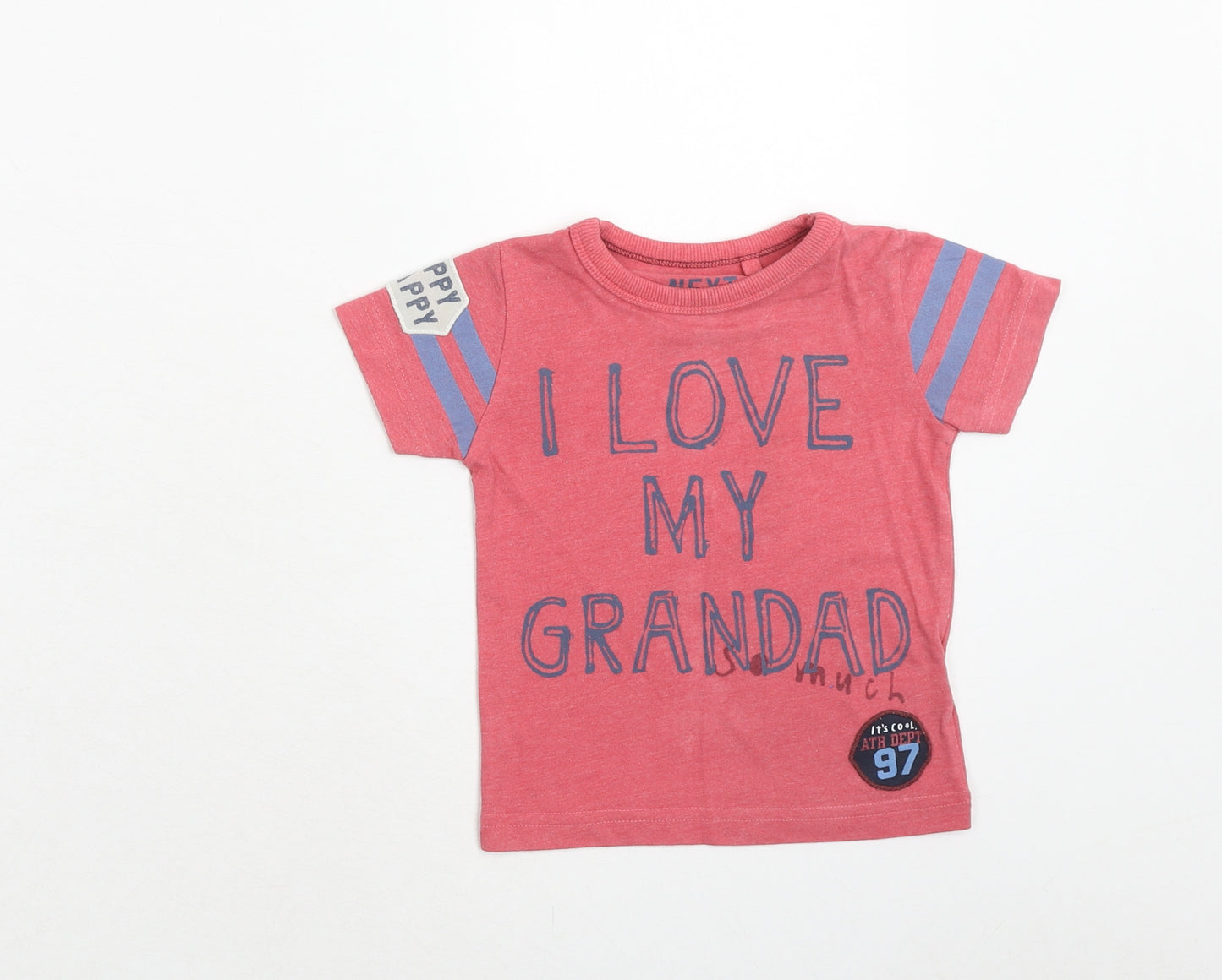 George Boys Red Cotton Basic T-Shirt Size 6-9 Months Round Neck Pullover - I Love My Grandad So Much