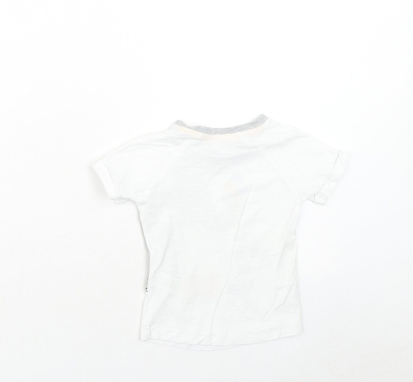 Matalan Baby White Cotton Basic T-Shirt Size 12-18 Months Round Neck Pullover - Elephant