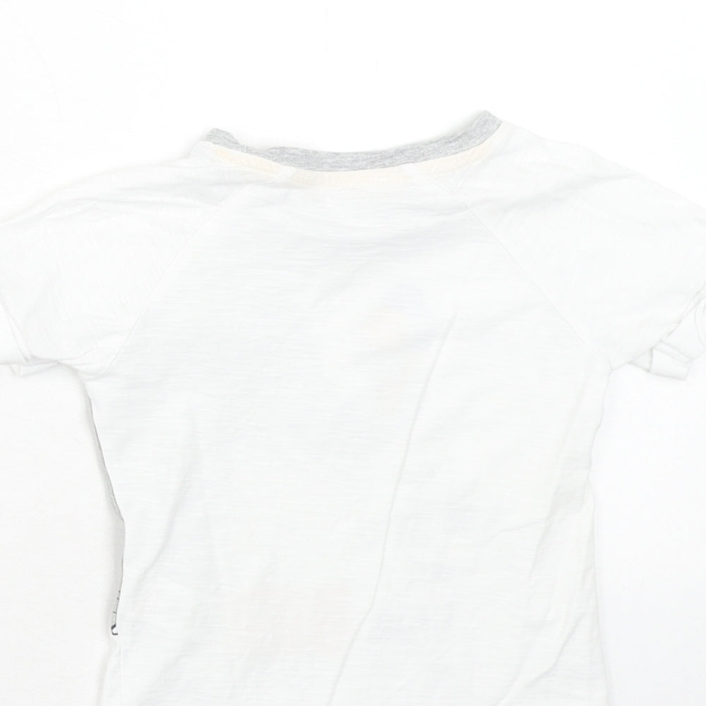Matalan Baby White Cotton Basic T-Shirt Size 12-18 Months Round Neck Pullover - Elephant
