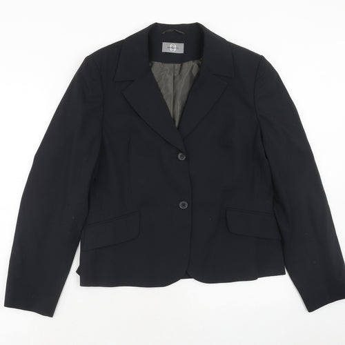 AMARANTO Womens Black Polyester Jacket Suit Jacket Size 16