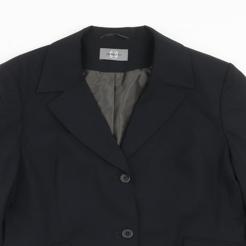 AMARANTO Womens Black Polyester Jacket Suit Jacket Size 16
