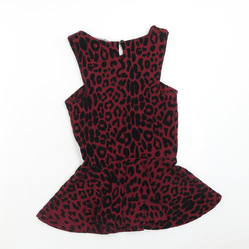 New Look Womens Purple Animal Print Polyester Basic Tank Size 6 Round Neck - Leopard Print