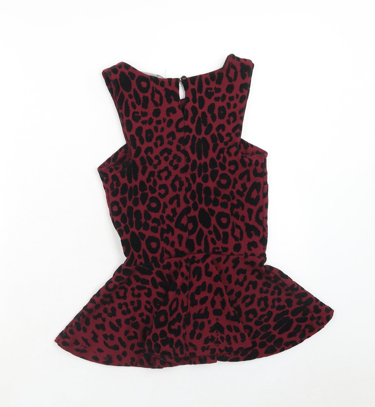 New Look Womens Purple Animal Print Polyester Basic Tank Size 6 Round Neck - Leopard Print