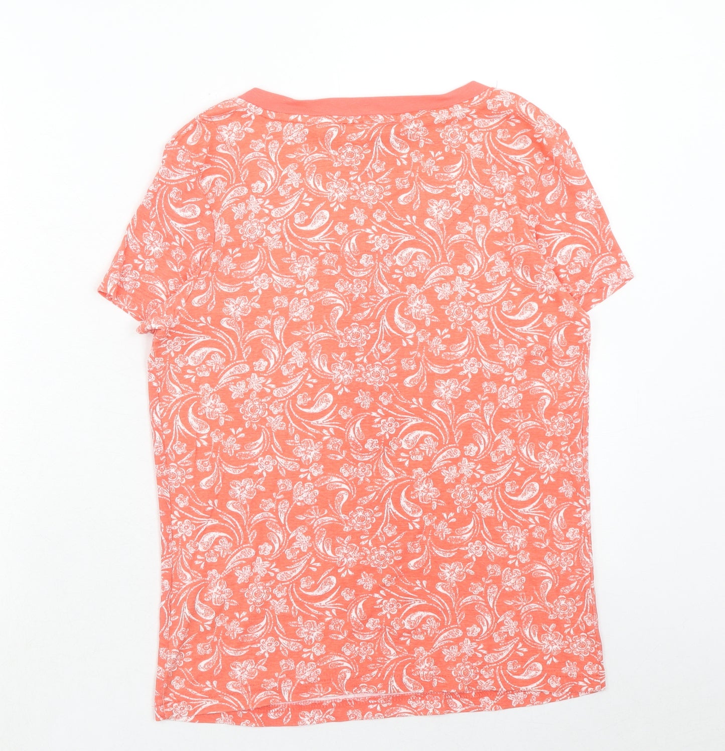 Maine Womens Pink Geometric Cotton Basic T-Shirt Size 12 V-Neck