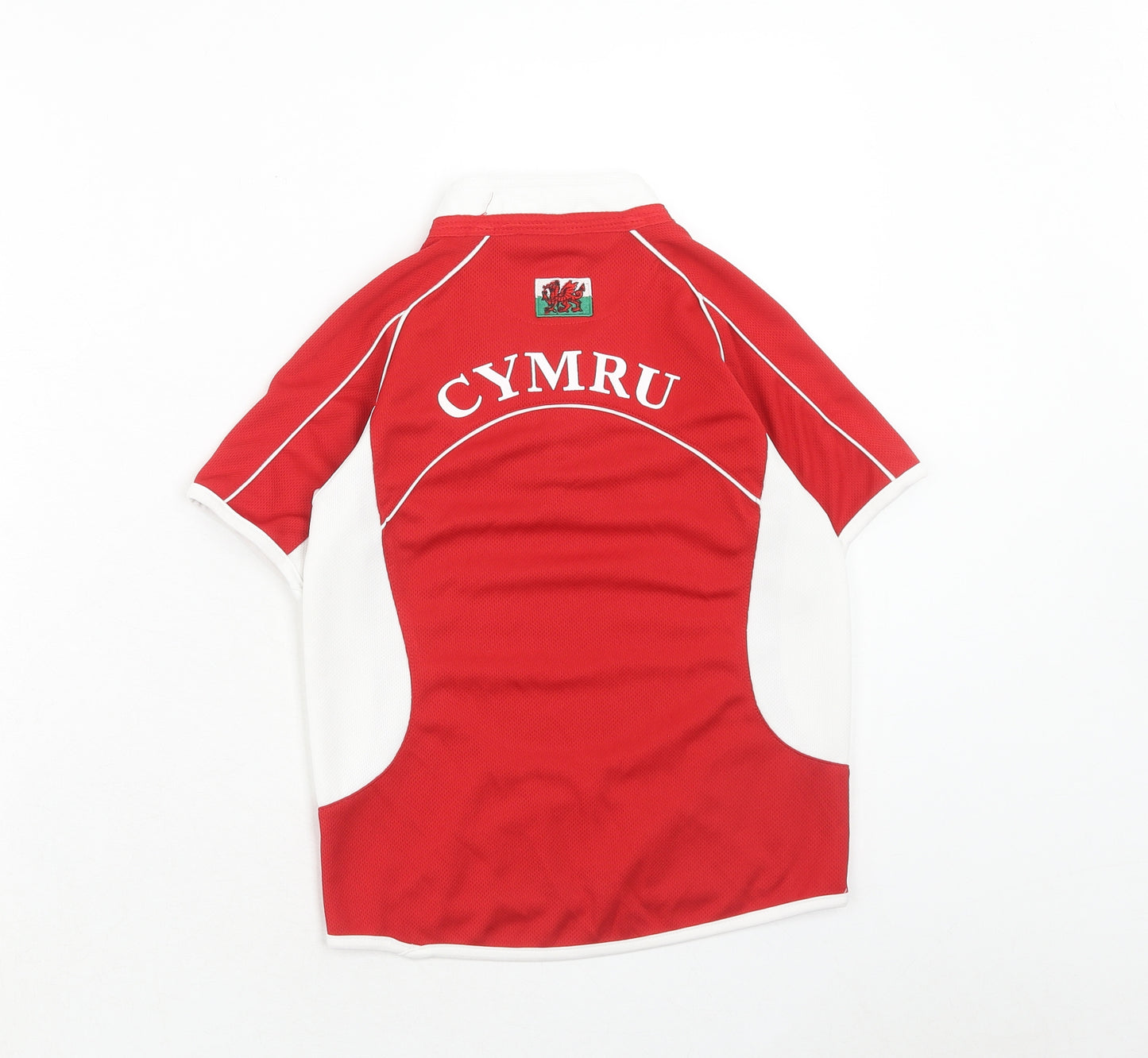 MANAV Boys Red Polyester Basic T-Shirt Size 3-4 Years Round Neck Pullover - Wales Rugby