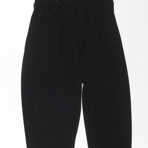 Signature Womens Black Polyester Jumpsuit One-Piece Size S Pullover - Lace Top