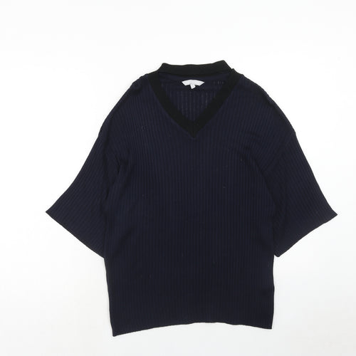 Red Herring Womens Blue V-Neck Viscose Pullover Jumper Size 8